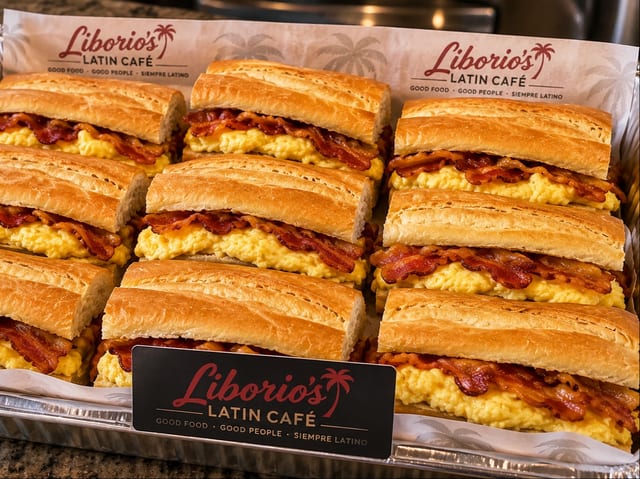 Egg & Bacon Sandwich.